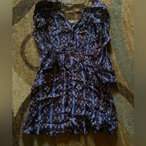 Strappy Floral Blue Dress